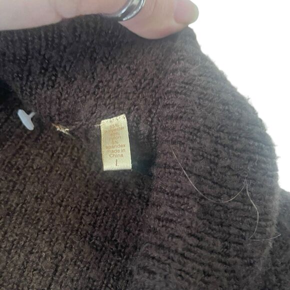 True Grit Women's Size Large Brown Chunky Button Hippie Knit Sweater - Picture 6 of 11